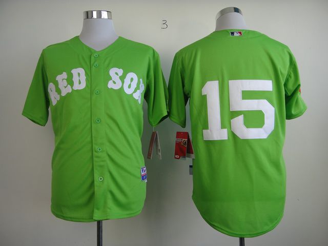 Men Boston Red Sox 15 Pedroia Green MLB Jerseys
